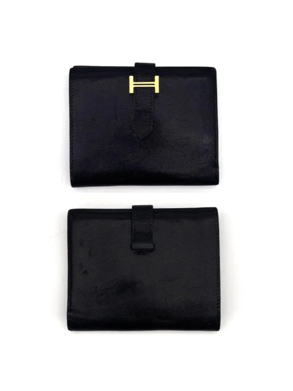 Hermes Bearn Compact Bifold Wallet Black Box Calf
